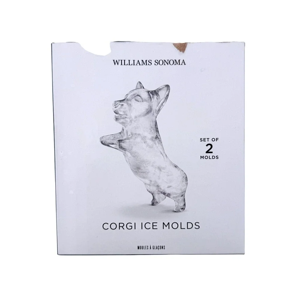 Williams Sonoma Corgi Ice Molds Set of 2 3D Silicone Whiskey Cocktail Ice Cubes
